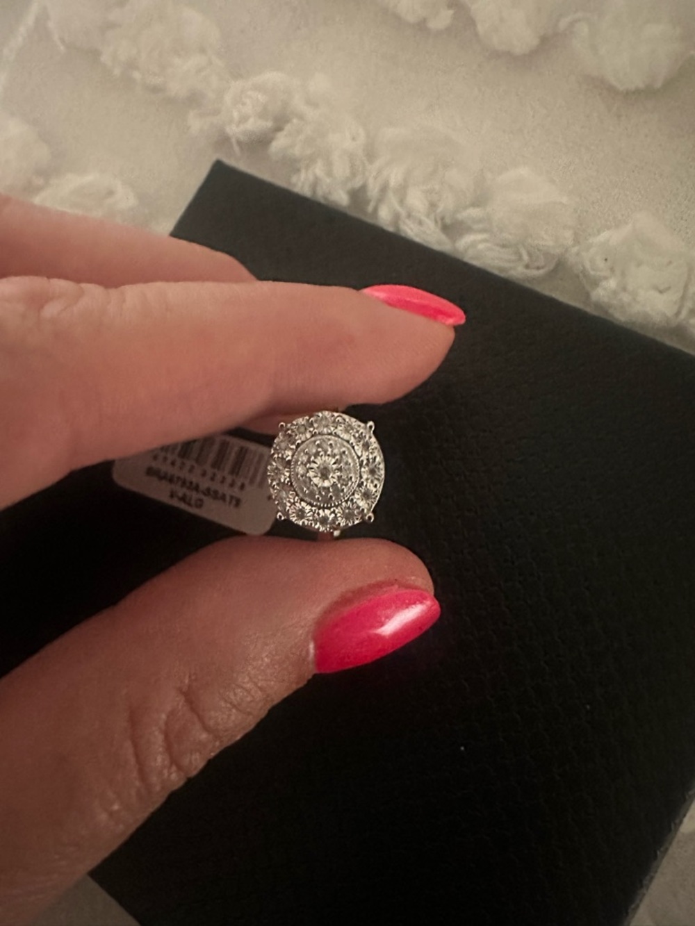 Sterling Silver Halo Diamond ring , size 7